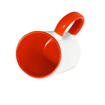 Кружка для сублимации белая, внутри и ручка оранжевая, Премиум