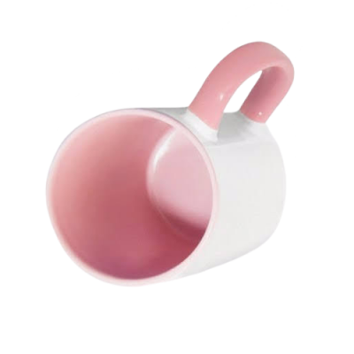 Кружка для сублимации белая, внутри и ручка розовая, Премиум