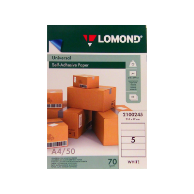 Самоклеющаяся бумага Lomond 5 делений 210 Х 57, А4, 70 г/м, 50 л Универсальная (2100245)
