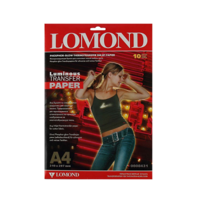 Термотрансферная бумага LOMOND, формат А4, флюорисцентная, 10 л, (0808431)