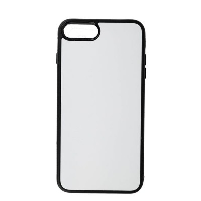 Чехол под сублимацию для iPhone 7/8 Plus, силикон + алюм. пластина., Чёрный