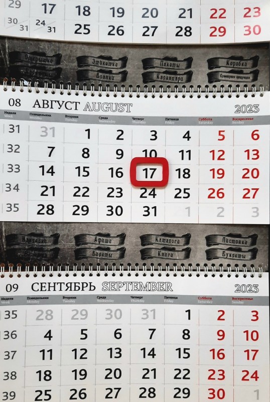 Календарные курсоры магнитные красные ПВХ, внутр. окошко 20х30мм  2 магнита; 50 шт.