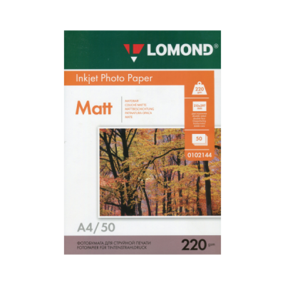 Фотобумага Lomond матовая двухстор А4, 220г/м, 50л. (0102144)