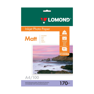 Фотобумага Lomond  А4, 170г/м, 100л. (0102006)