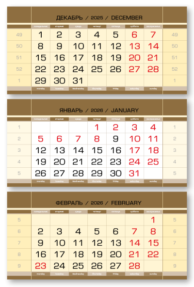 Календарные блоки 2026, Миди Стандарт М КС, Золото