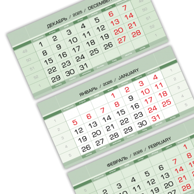 Календарные блоки 2026, Миди Стандарт КС, Зелёный