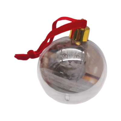 Шар елочный, D70 mm, пластик, под полиграфическую вставку