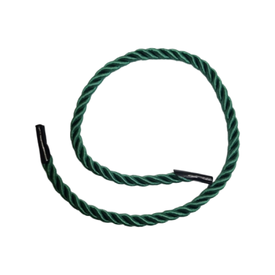 Шнур с наконечниками 5 мм зелёный кручёный, L-35 см, крючок черный (100шт)