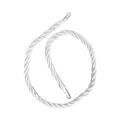 Шнур с наконечниками 5 мм серебристо-белый, кручёный, L-35 см, крючок прозрачный (100шт)
