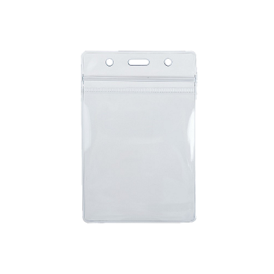 Бейдж вертикальный 110х160, 150 мкм мягкий, с застежкой Zip(вставка 102х135 ) евроотверстие+2 круглых